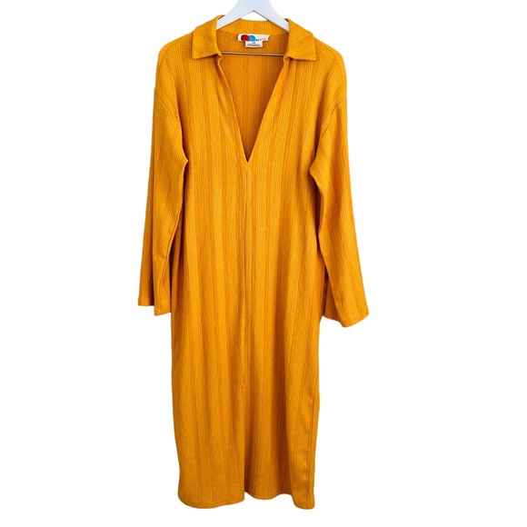 Free People Beach Aster Marigold Collar T-Shirt Breezy Midi Dress Size Small - Picture 2 of 6